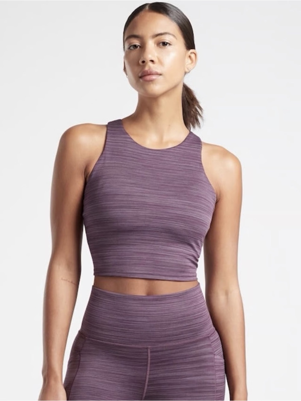 Athleta Conscious Crop A-C - Plum Stripe
